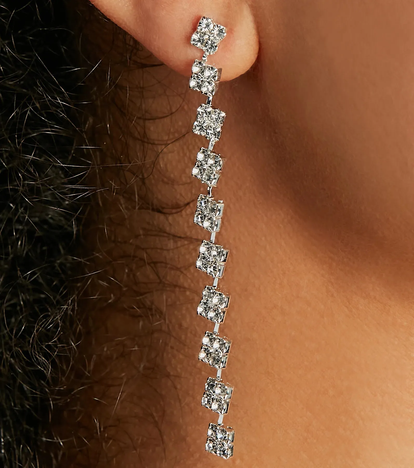 Prettiest Glam Rhinestone Dainty Drop Earrings sold by Windsor product image thumbnail 2