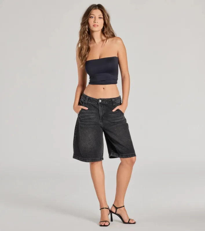 Born To Be Trendy Mid-Rise Denim Jorts sold by Windsor