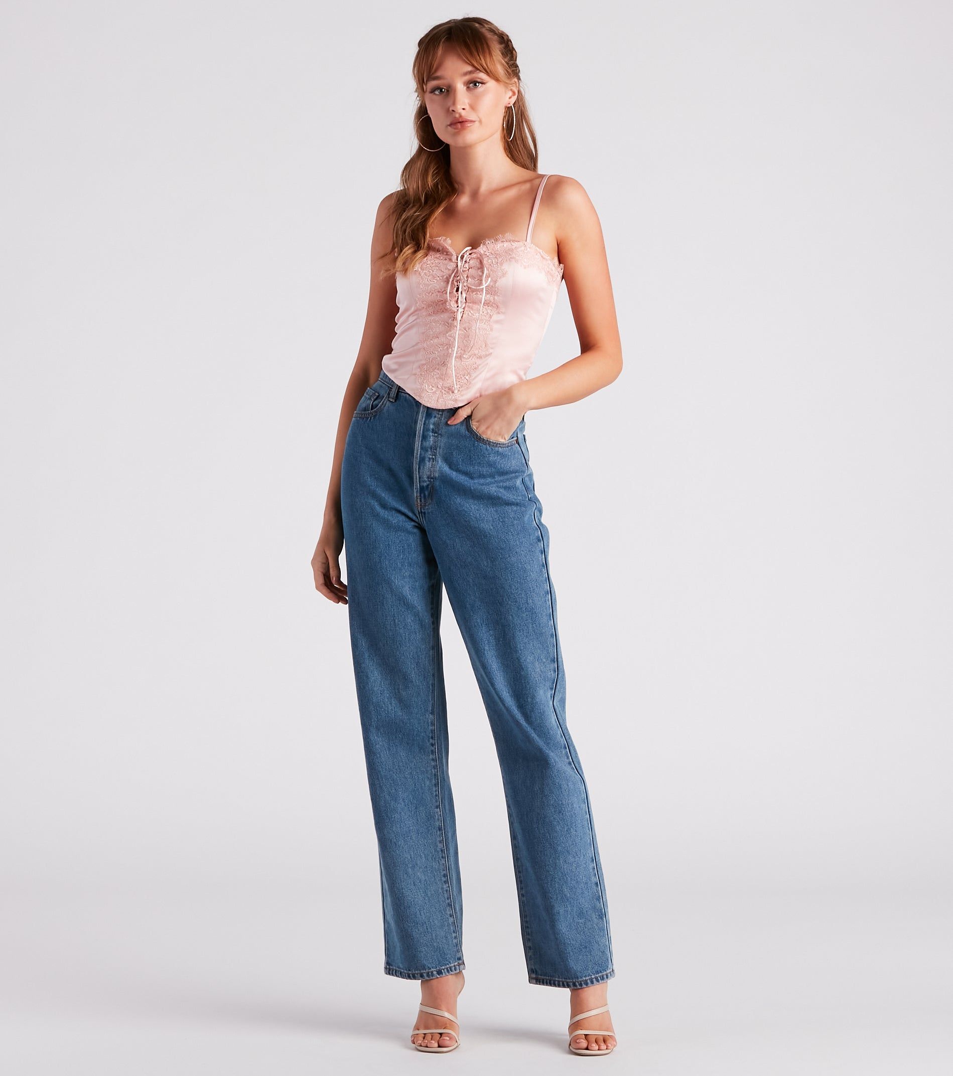 Love Language Satin Lace Trim Top sold by Windsor product image thumbnail 3