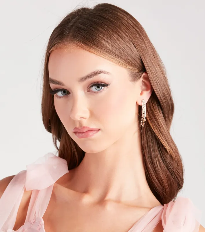 Dainty Radiant Rhinestone Front-To-Back Earrings sold by Windsor