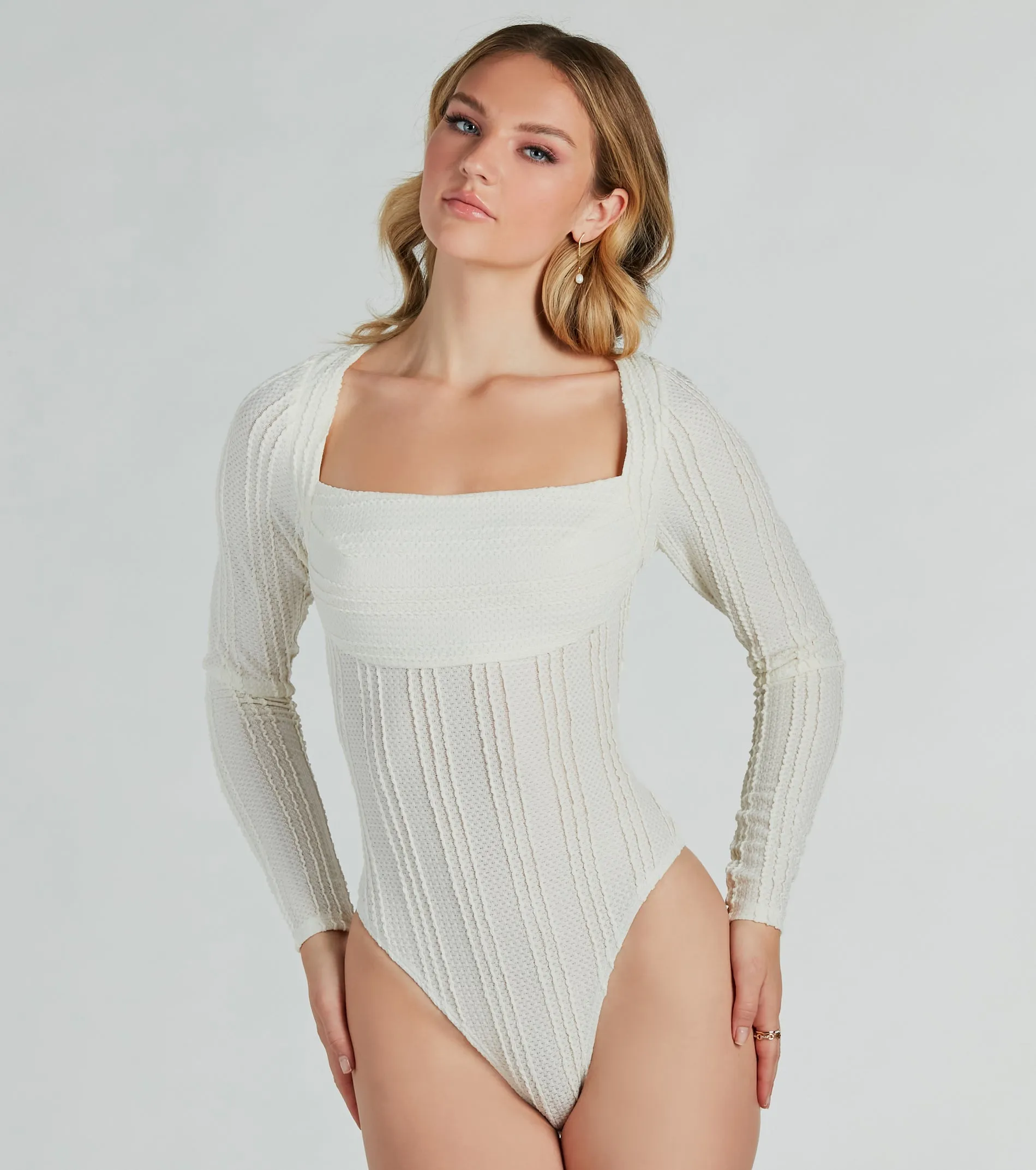 Revival Texture Knit Long Sleeve Bodysuit sold by Windsor product image thumbnail 5