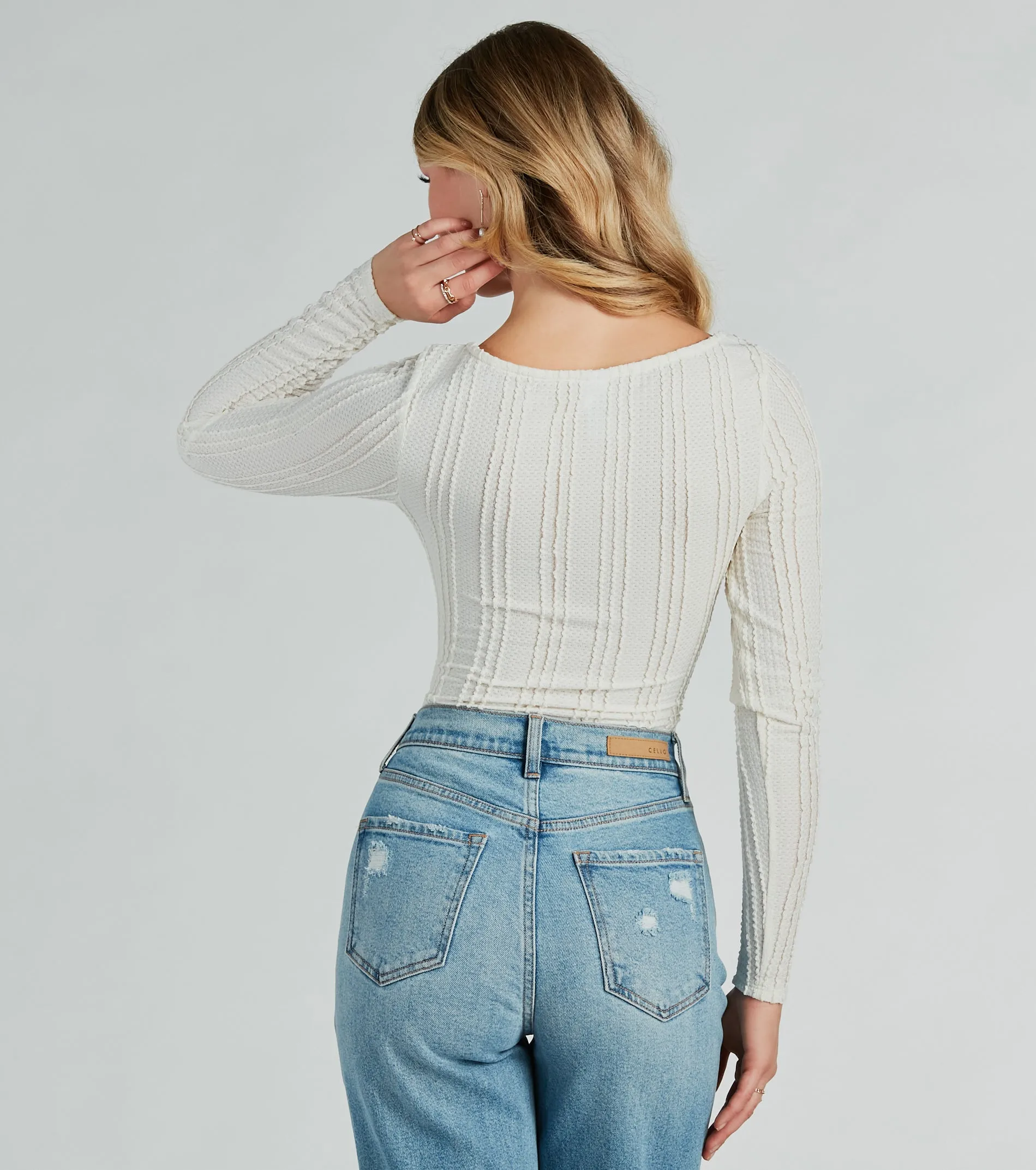 Revival Texture Knit Long Sleeve Bodysuit sold by Windsor product image thumbnail 2