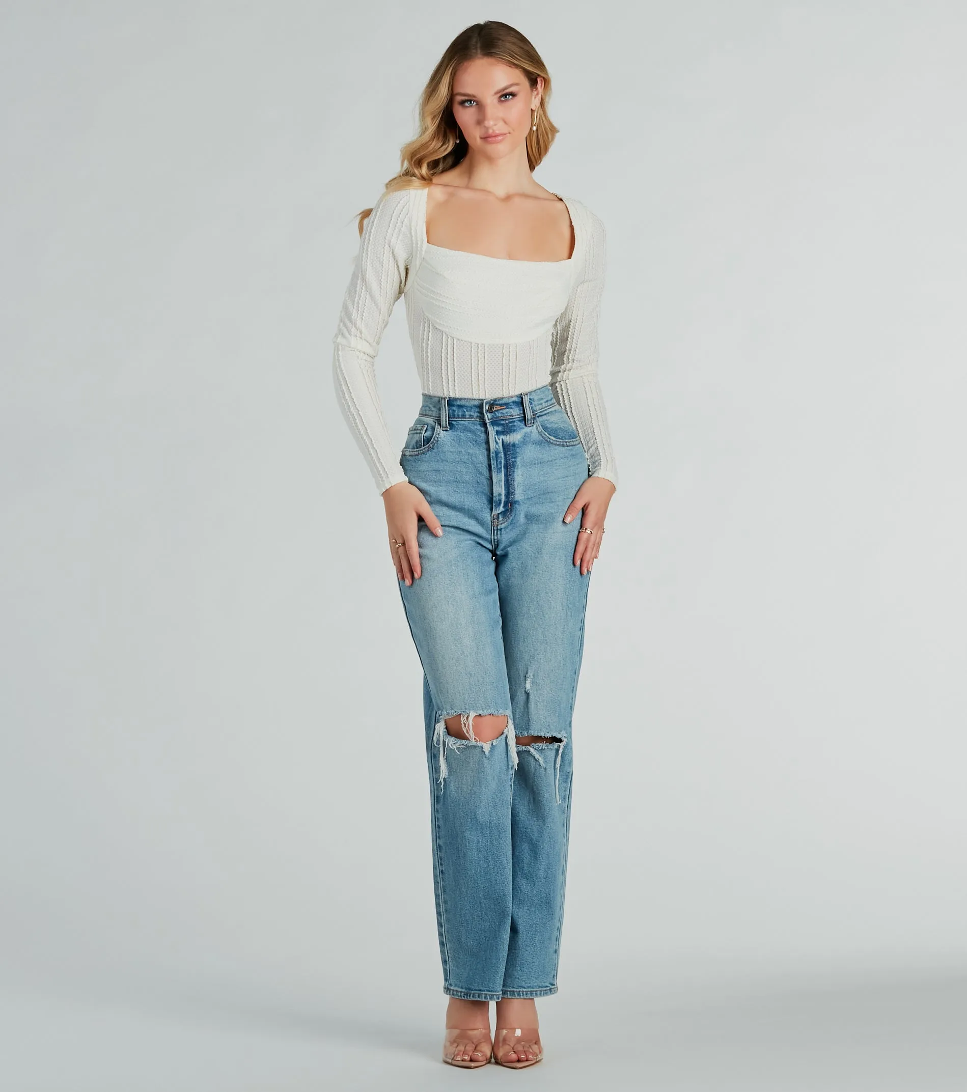 Revival Texture Knit Long Sleeve Bodysuit sold by Windsor product image thumbnail 3