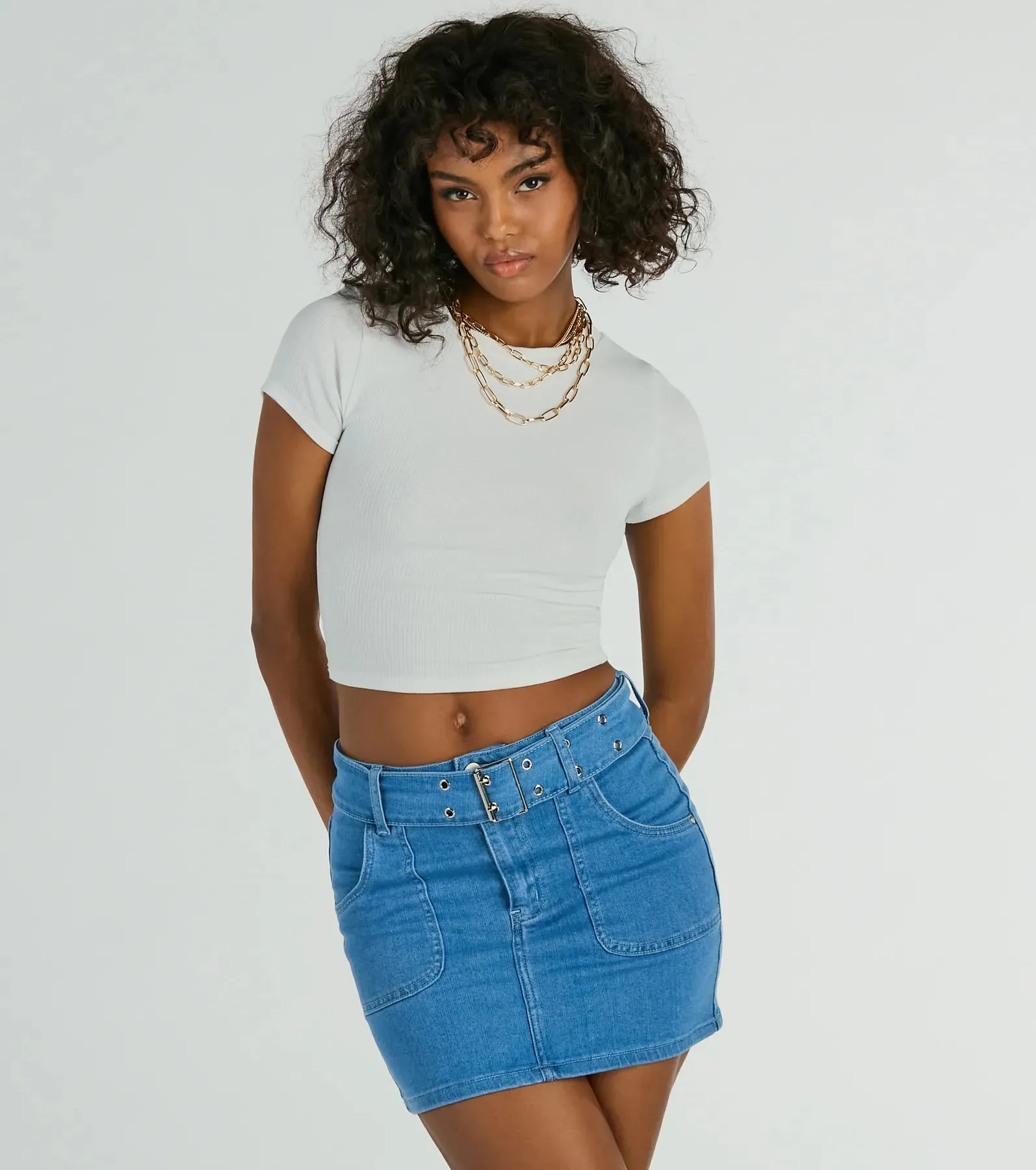 Trendsetting Look Belted Denim Mini Skirt sold by Windsor product image thumbnail 4