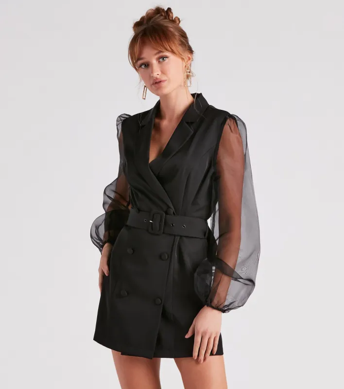 Chic And Fab Sheer Sleeve Blazer Dress sold by Windsor