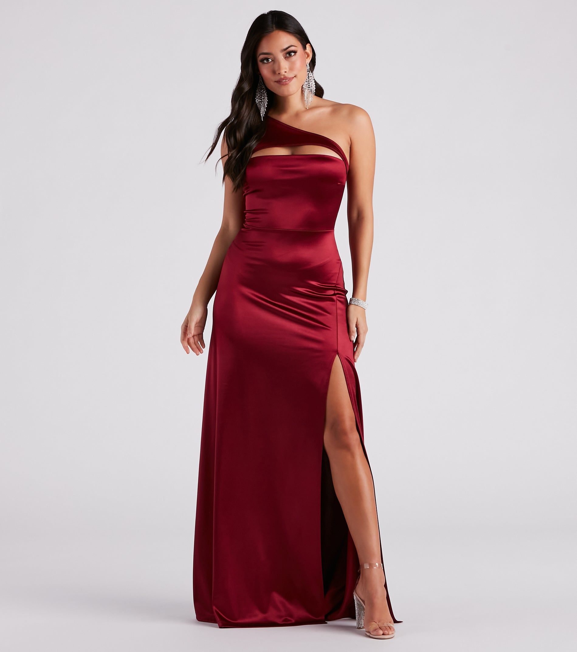 Skyla Formal Satin One-Shoulder A-Line Dress sold by Windsor
