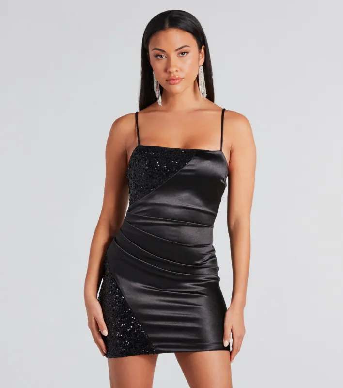 Sparkle The Most Satin Sequin Bodycon Dress sold by Windsor