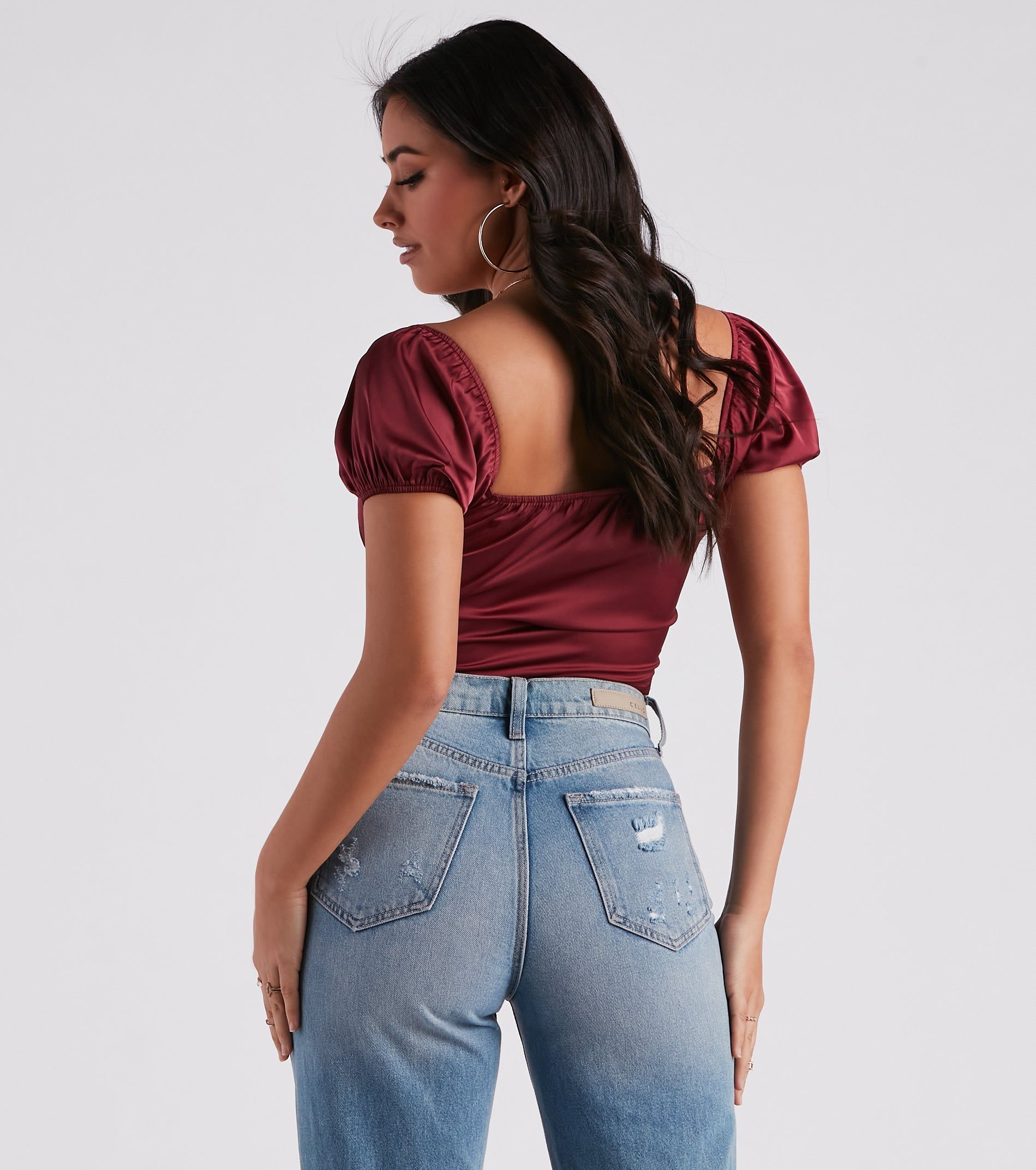 Cute Peek Satin Tie-Front Crop Top sold by Windsor product image thumbnail 2