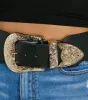Running The West Buckle Wide Stretch Belt sold by Windsor