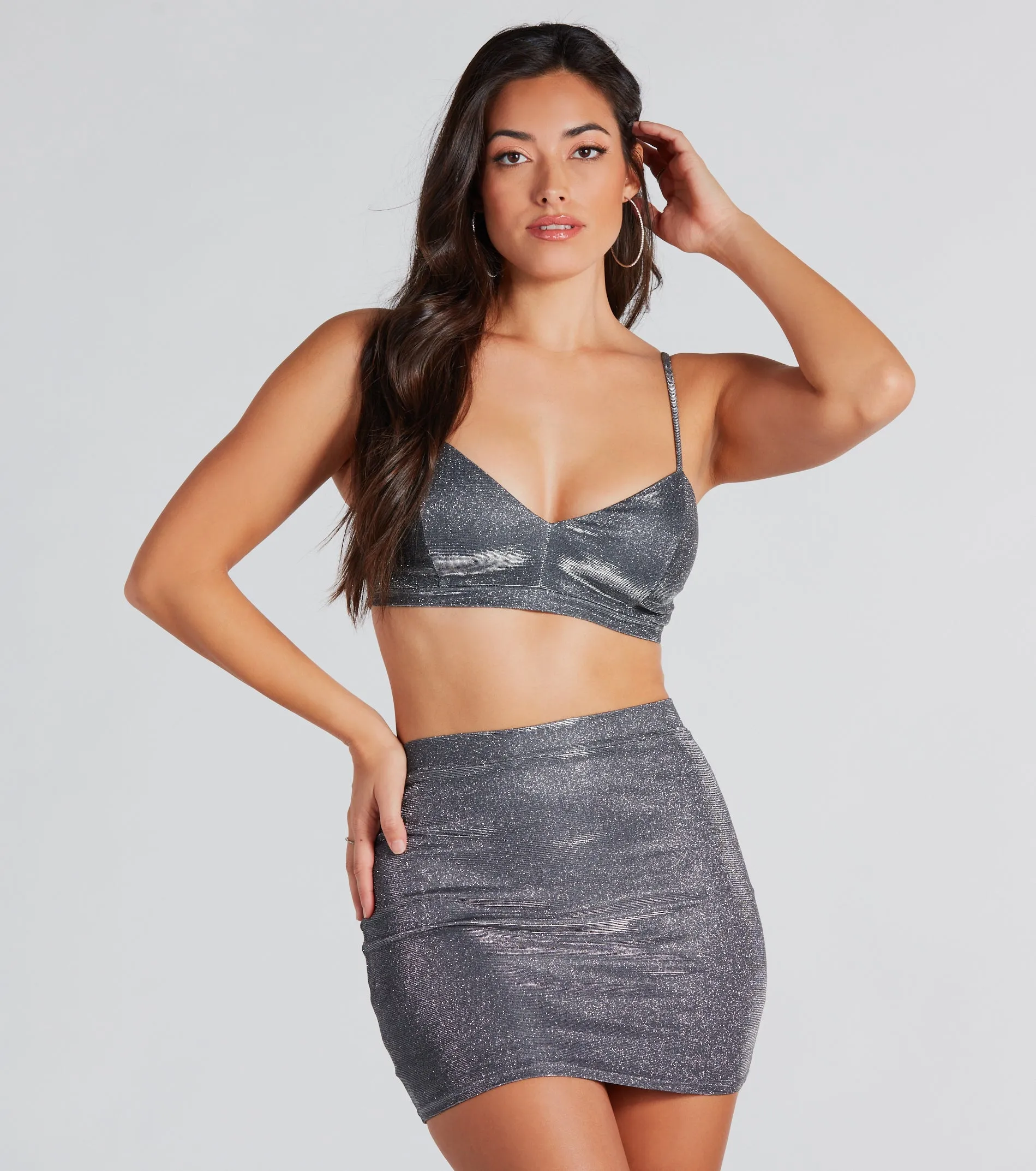 Fashionable Perfection Glitter Crop Top sold by Windsor