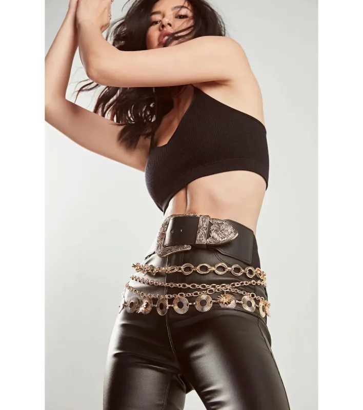 Running The West Buckle Wide Stretch Belt sold by Windsor