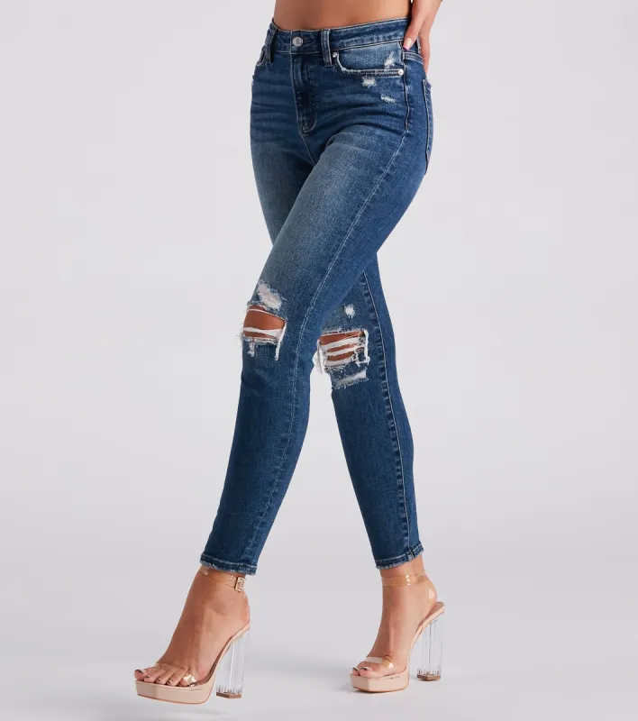 Taylor High-Rise Destructed Skinny Ankle Jeans by Windsor Denim sold by Windsor