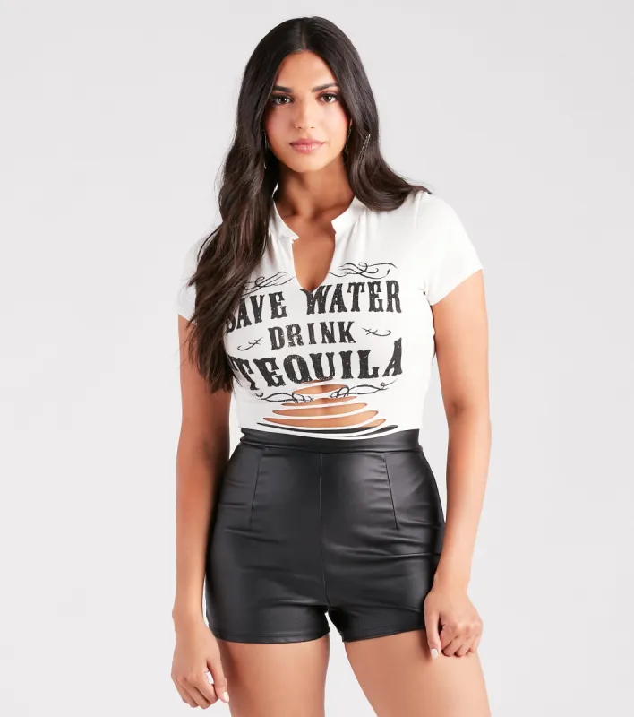 Save Water Drink Tequila Graphic Crop Tee sold by Windsor