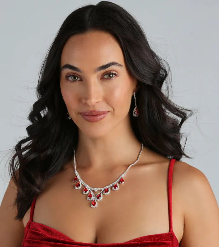 Gorgeous Glamour Gemstone Necklace And Earrings Set sold by Windsor