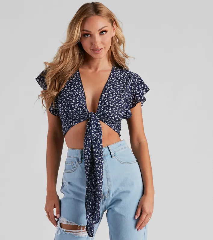 So Darling Ditsy Floral Crop Top sold by Windsor