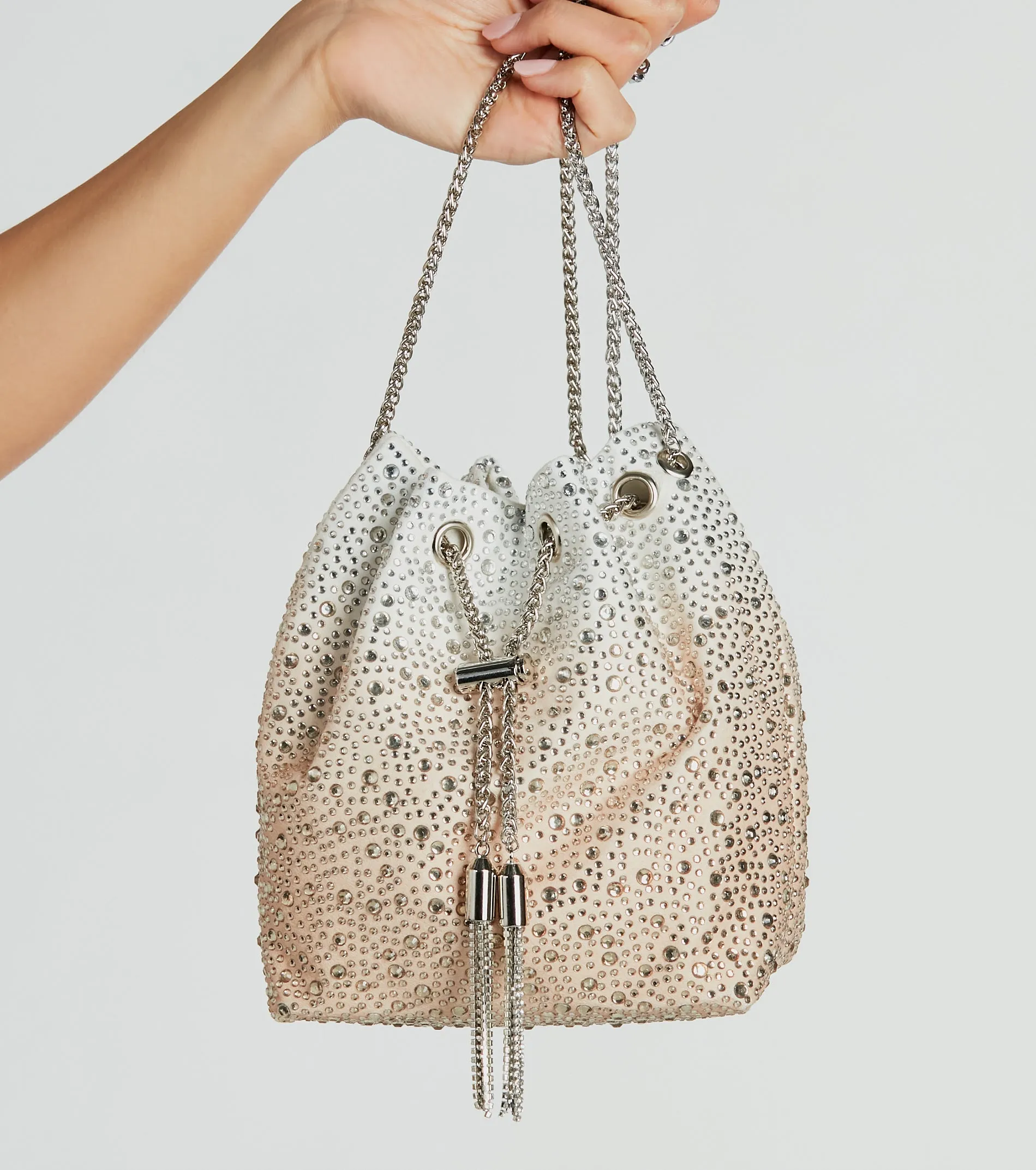 Color Me Glam Ombre Rhinestone Bucket Bag sold by Windsor