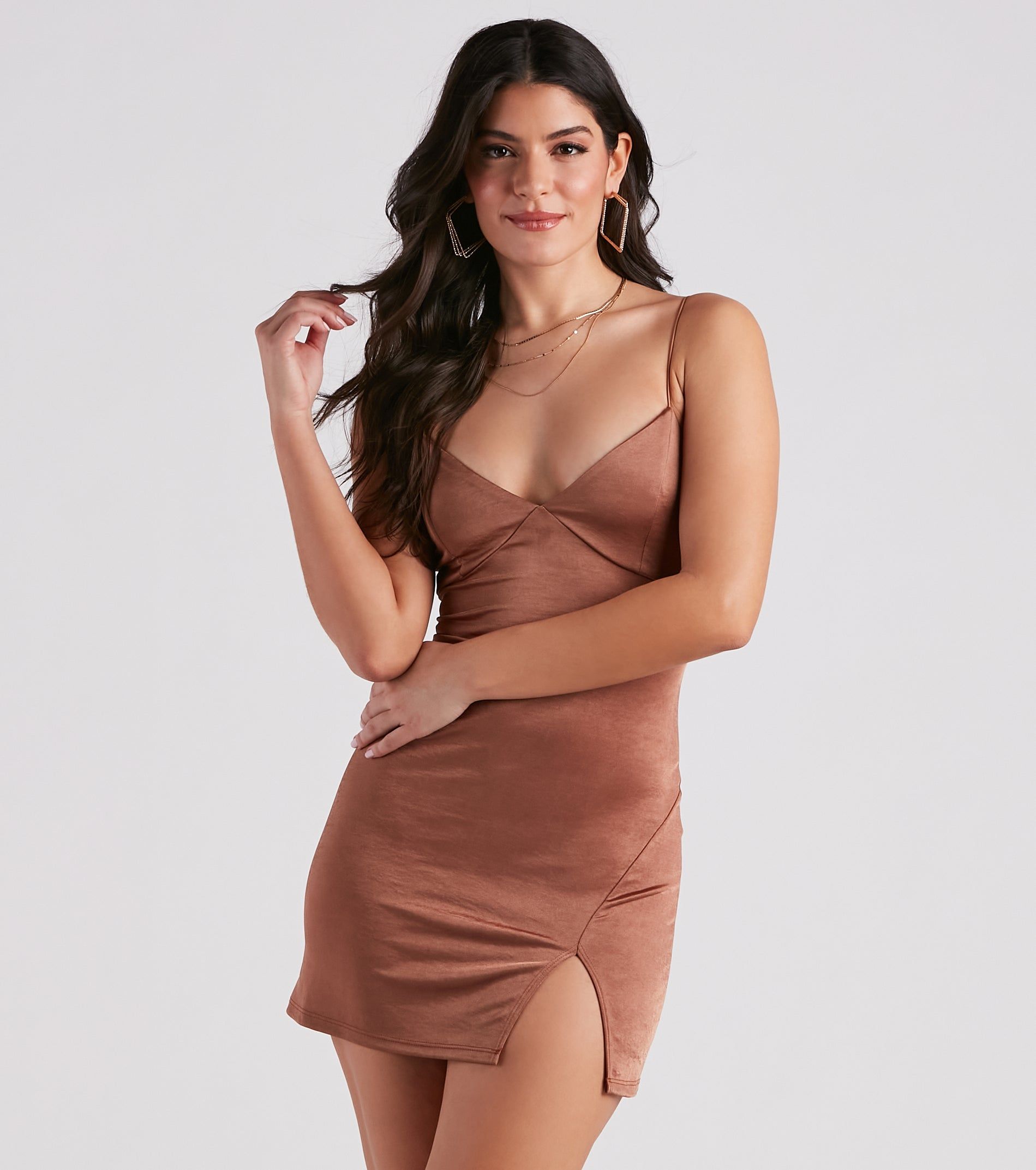 Simple Chic Style Satin Mini Dress sold by Windsor