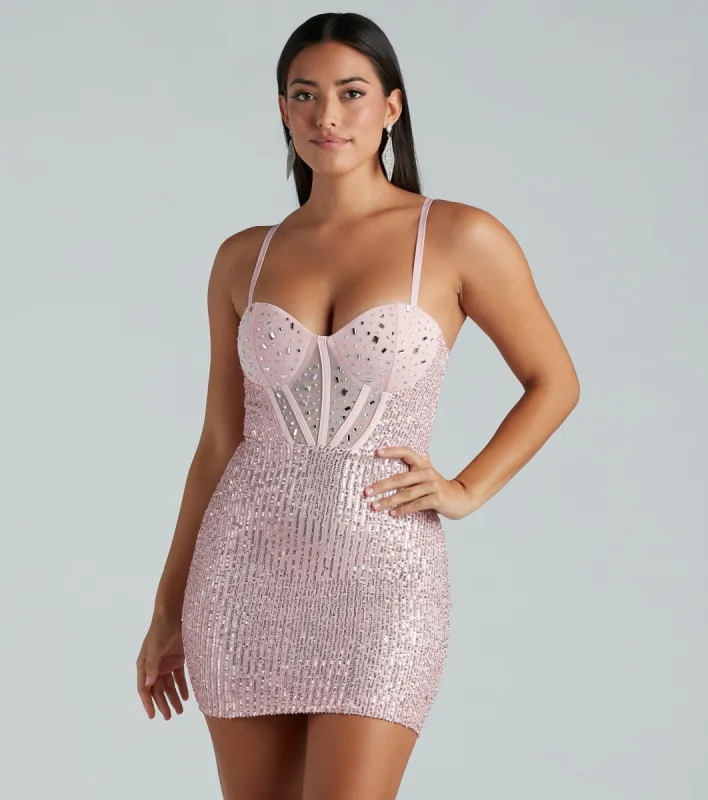 Dusk Til' Dawn Sequin Corset Mini Dress sold by Windsor