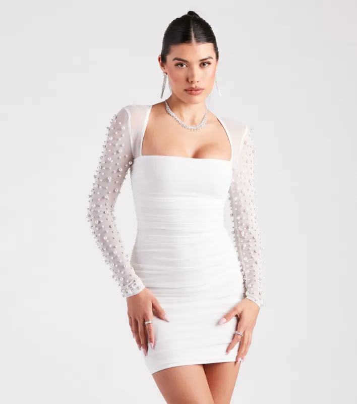 Pearl Up With Me Long Sleeve Mini Dress sold by Windsor