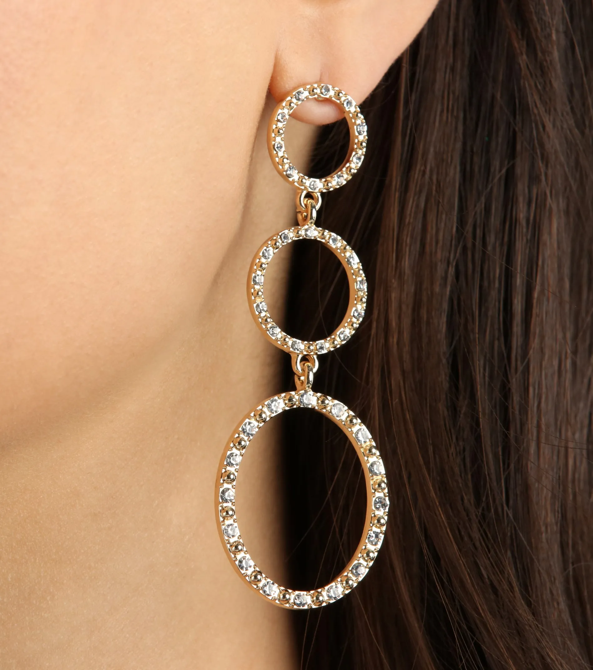 Pursuit Of Glam Rhinestone Linear Hoop Earrings sold by Windsor