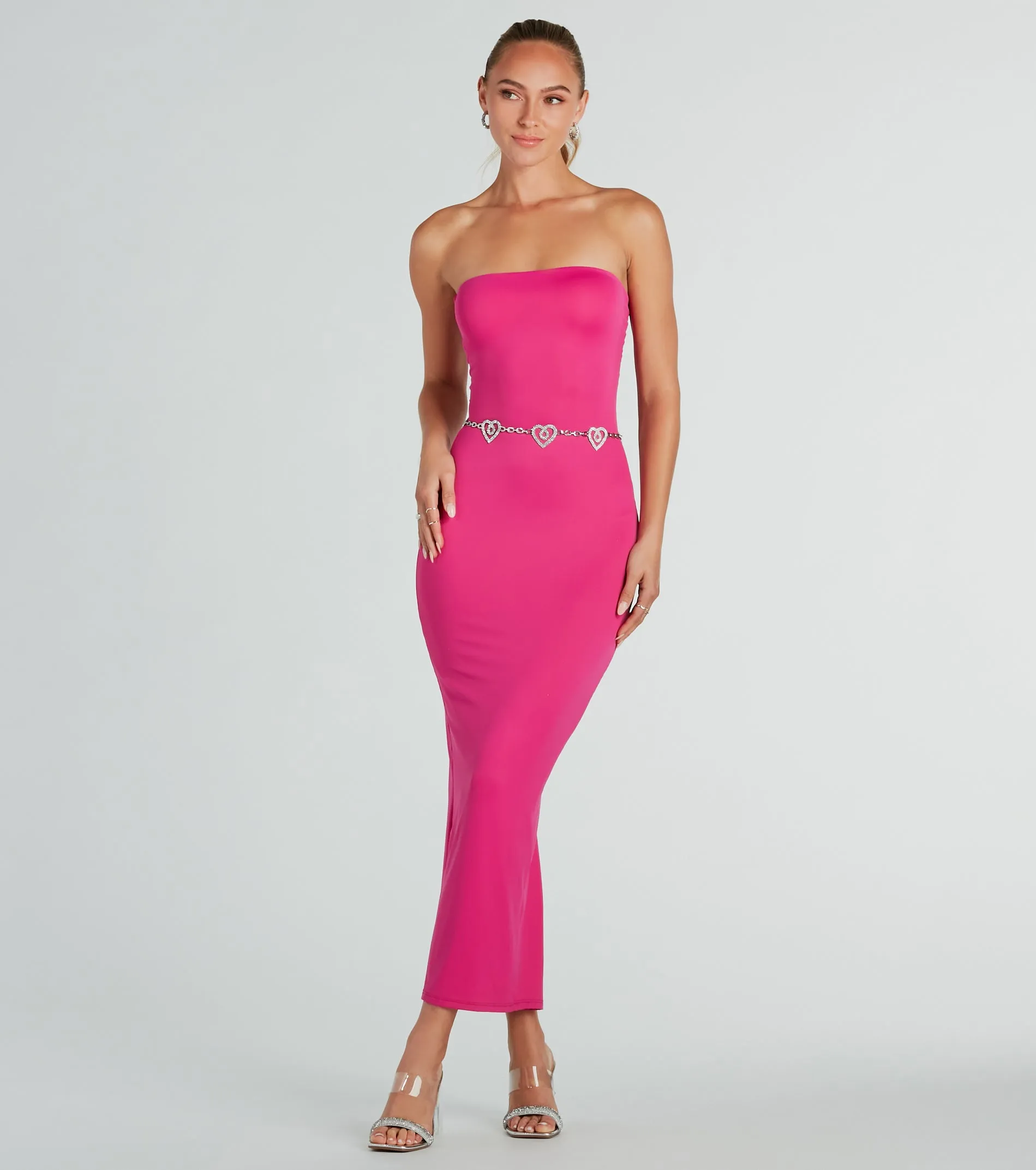 Diamond Heart Rhinestone Chain Belt sold by Windsor