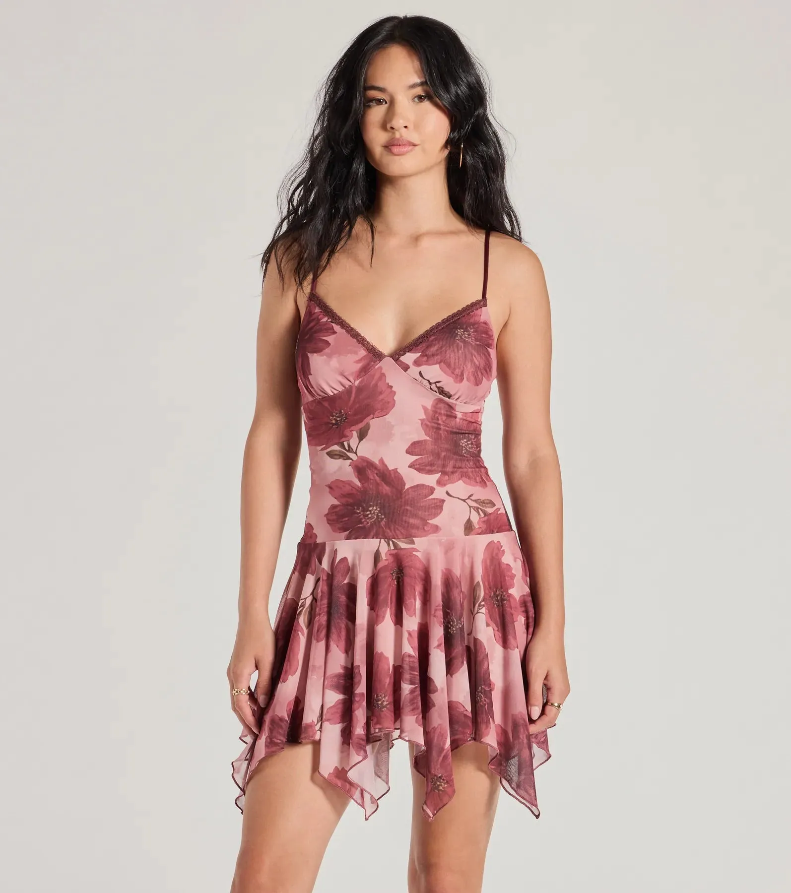 Sweet Dreams Hanky Hem Floral Mini Dress sold by Windsor