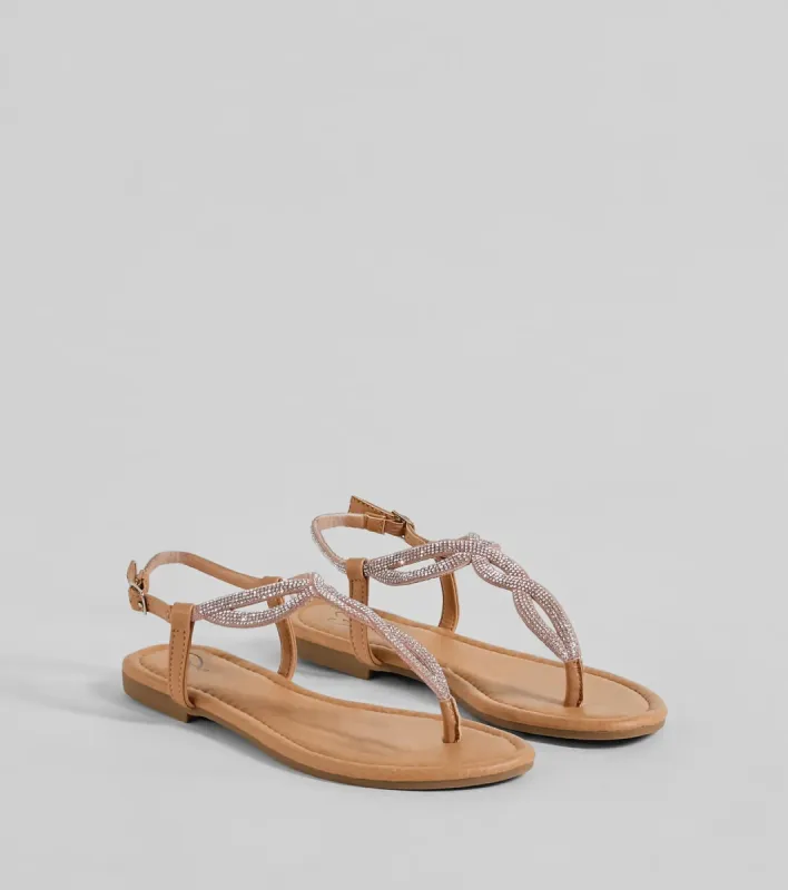 Casual Glam Rhinestone Twisted Thong Strap Sandals sold by Windsor