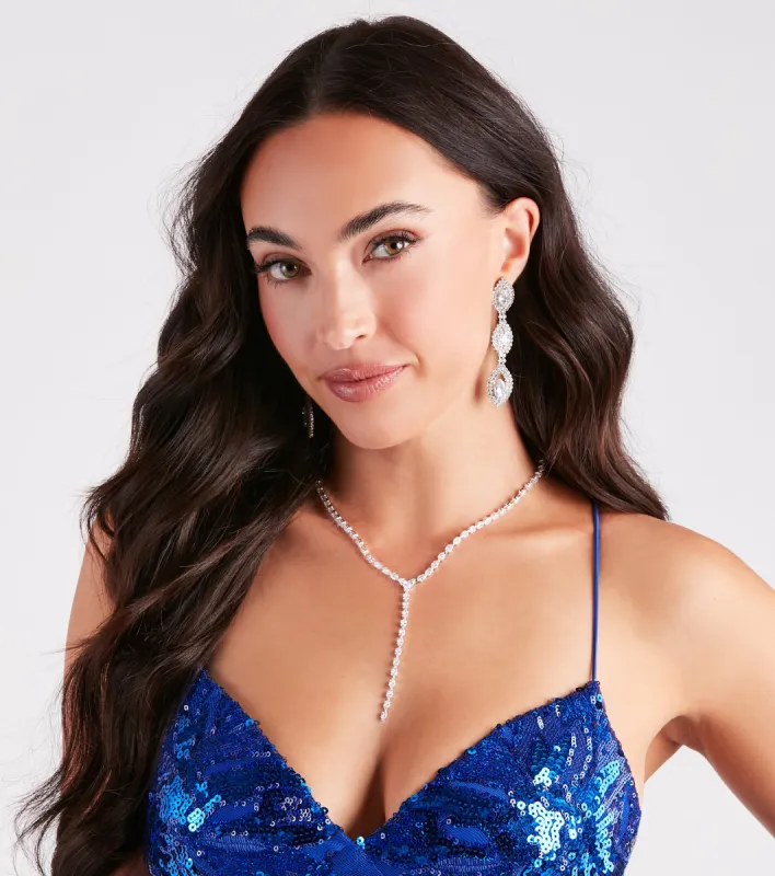 Elegant Moment Rhinestone Lariat Necklace sold by Windsor