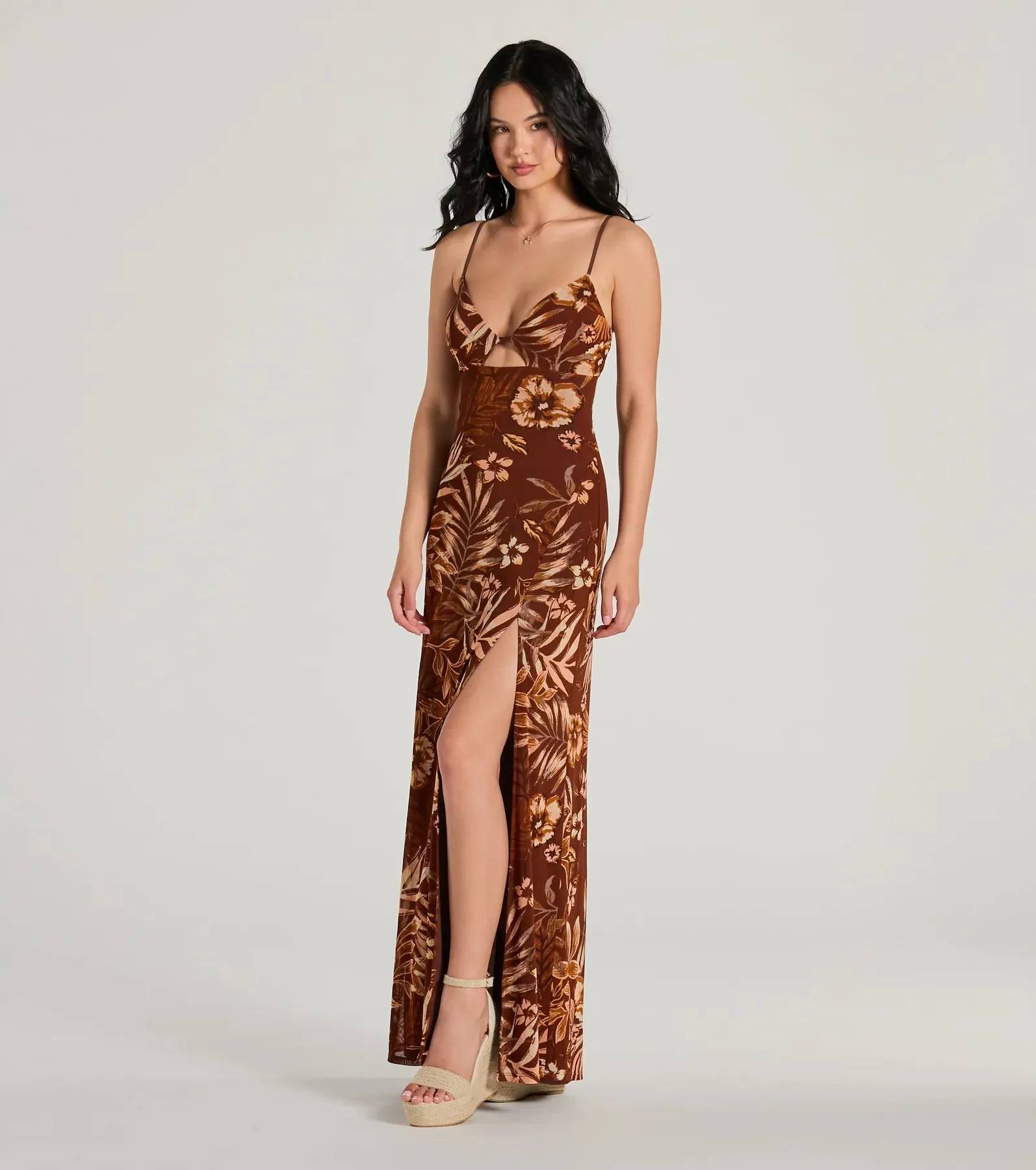 Paradise Pick V-Neck Cutout Tropical Maxi Dress sold by Windsor product image thumbnail 4