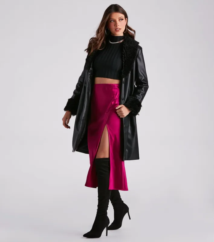 Layered In Luxe Faux Leather Trench Coat sold by Windsor