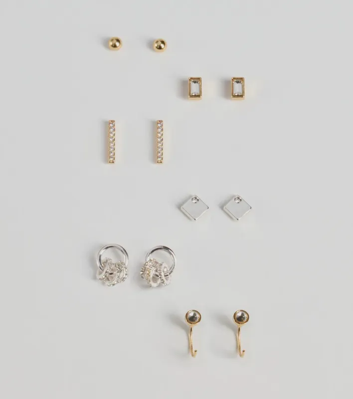 Glam Variety Six-Pack Stud Earrings Set sold by Windsor