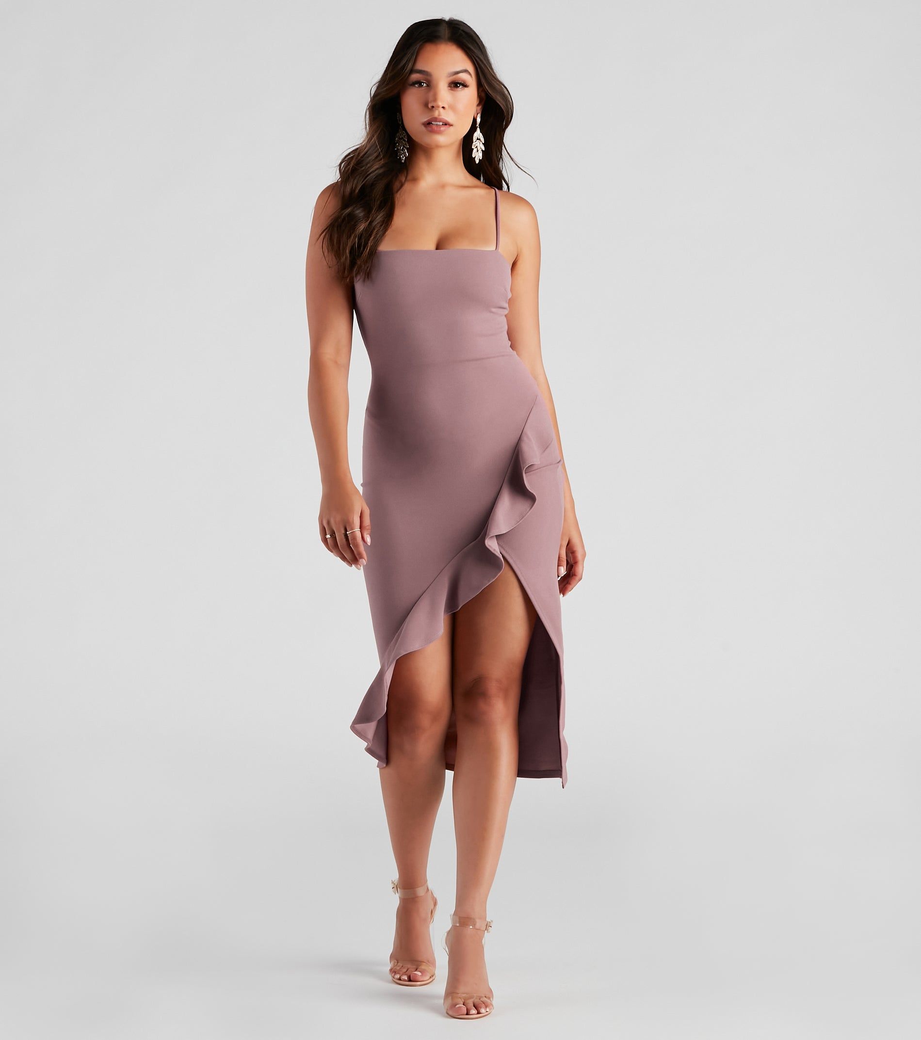 PLACEHOLDER - Add Some Flair Ruffle Detail Midi Dress sold by Windsor