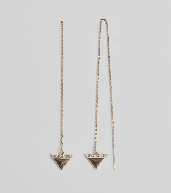 Glittery Goals Triangle Rhinestone Threader Earrings sold by Windsor
