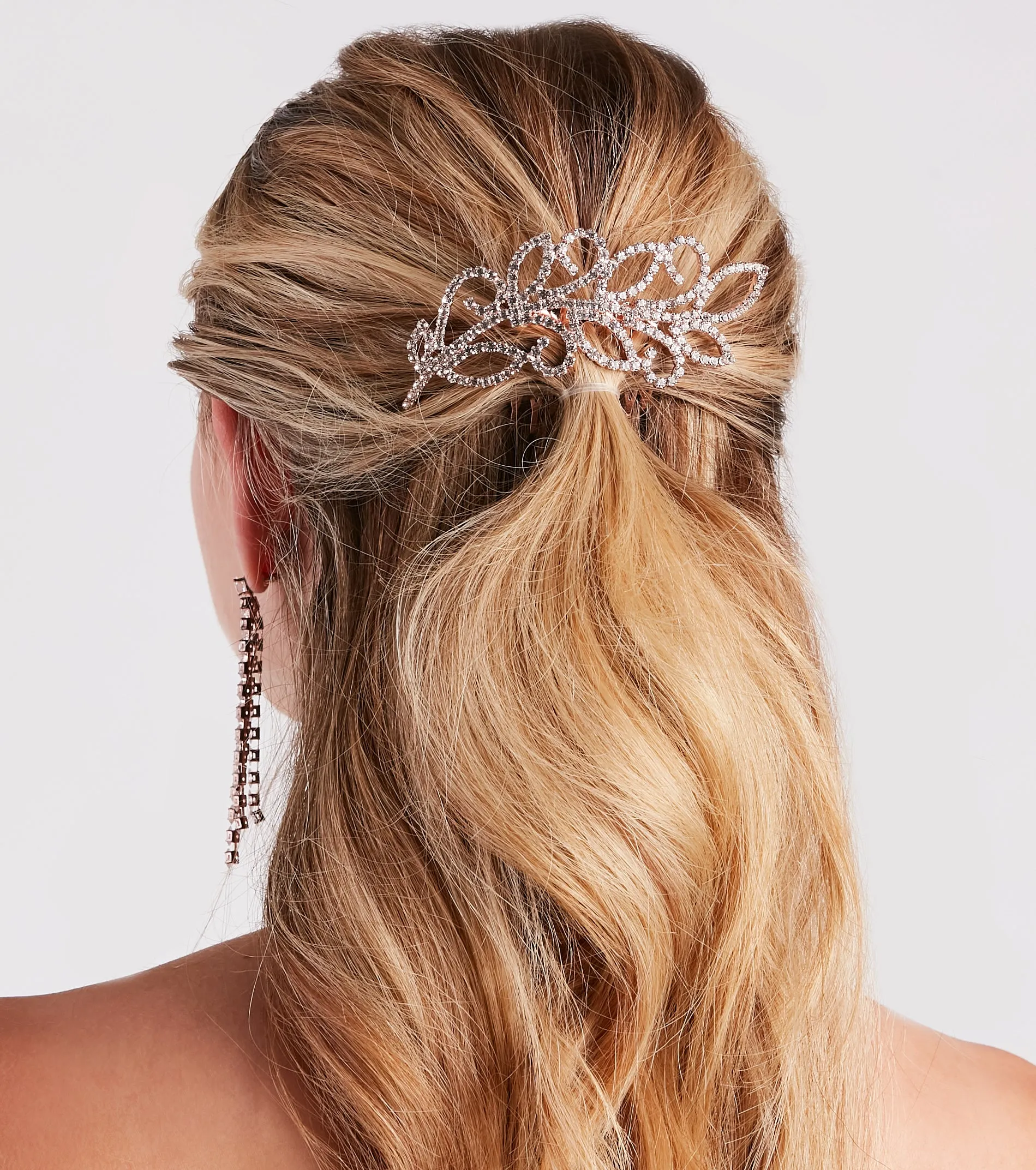 Sparkling Stunner Rhinestone Leaf Hair Comb sold by Windsor