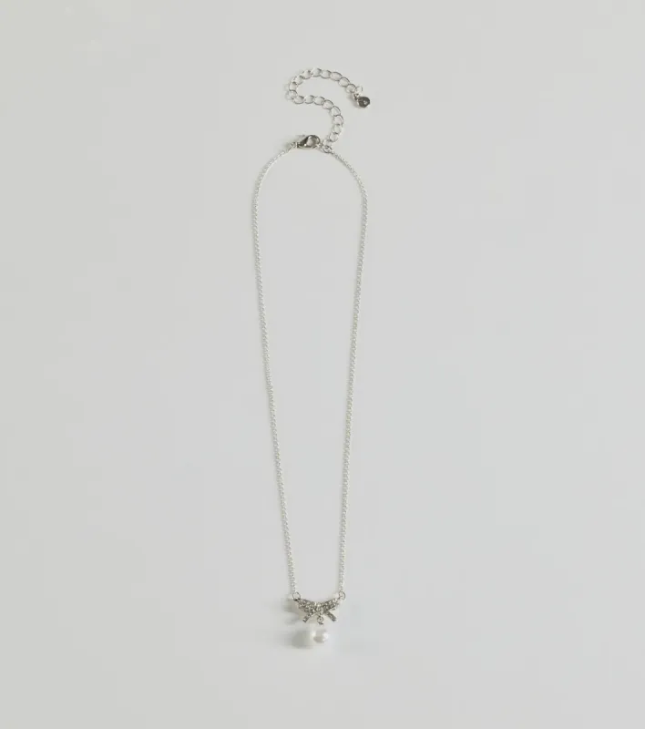Simple And Stunning Rhinestone Bow Necklace sold by Windsor