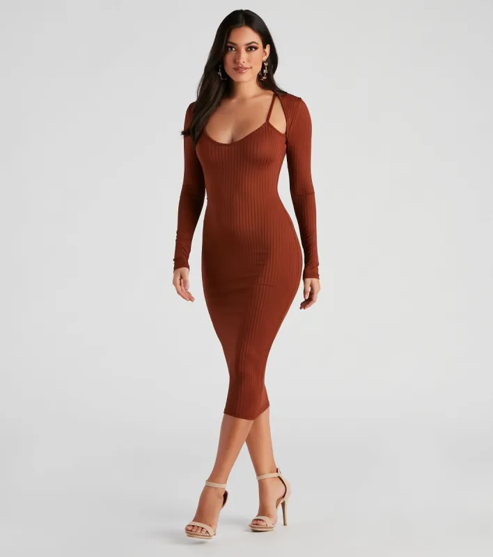 Effortless Everyday Ribbed Knit Midi Dress sold by Windsor