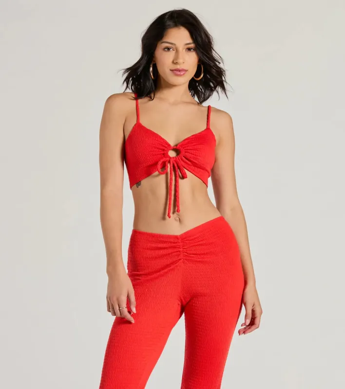 Looking Good Sweetheart Tie Front Crop Top sold by Windsor