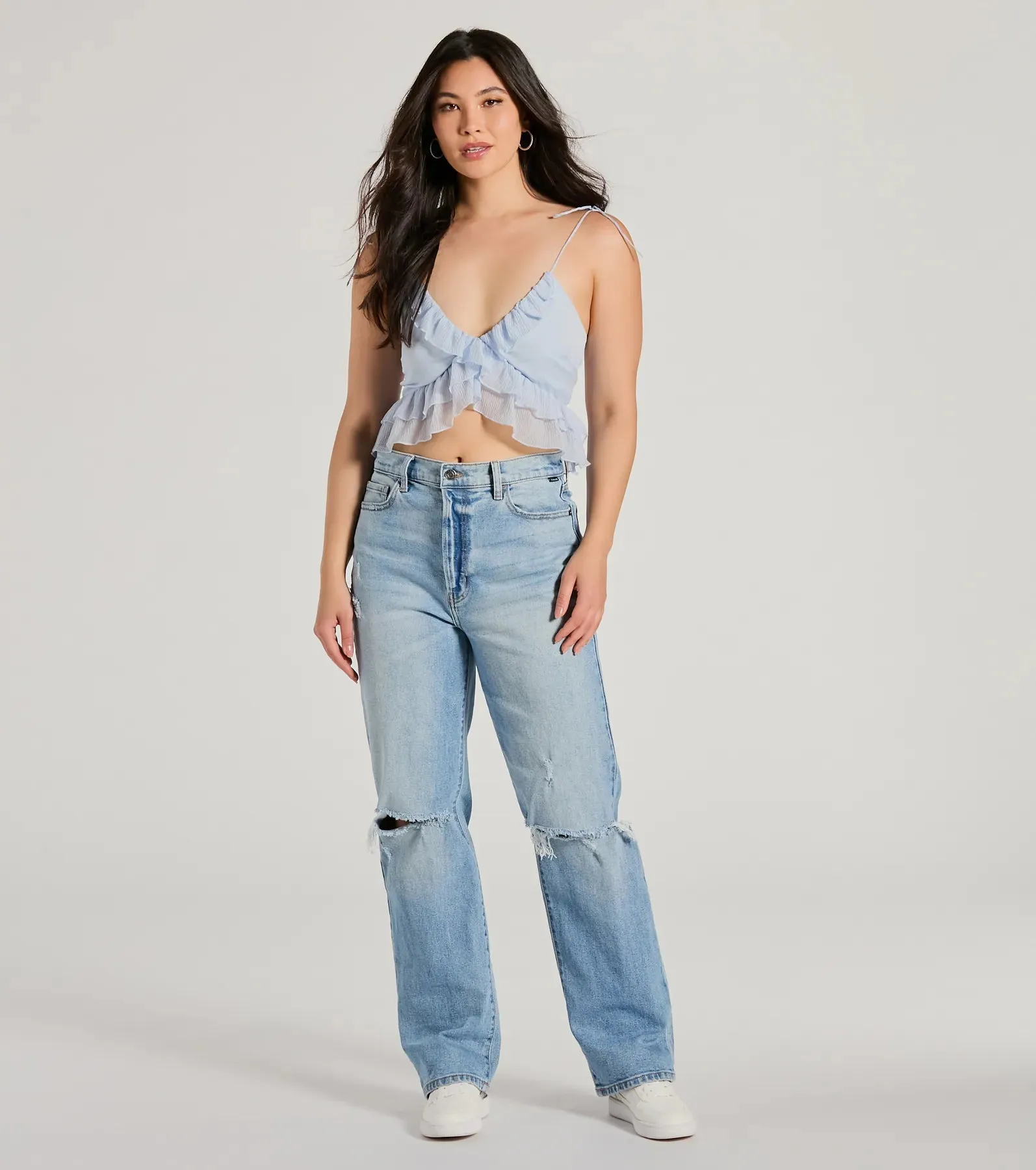 Flirty Flounce V-Neck Ruffled Crop Top sold by Windsor product image thumbnail 4