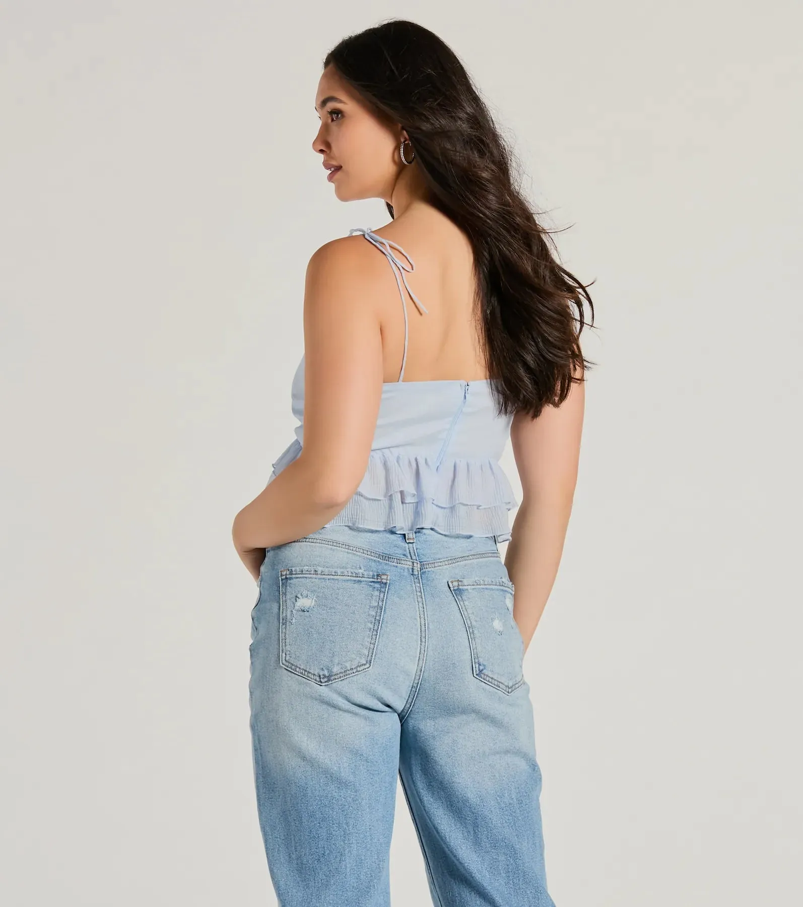 Flirty Flounce V-Neck Ruffled Crop Top sold by Windsor product image thumbnail 2