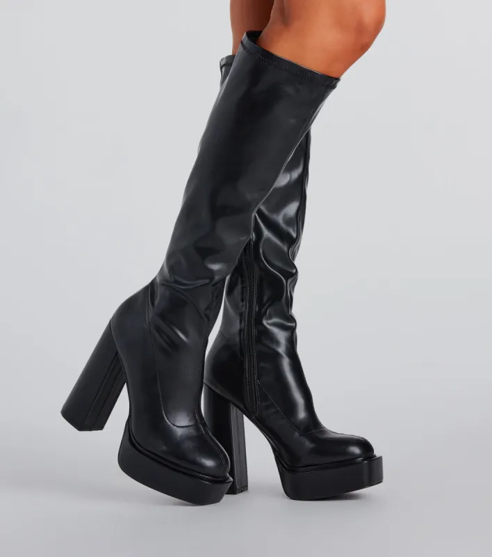 Here To Slay Under-The-Knee Platform Boots sold by Windsor
