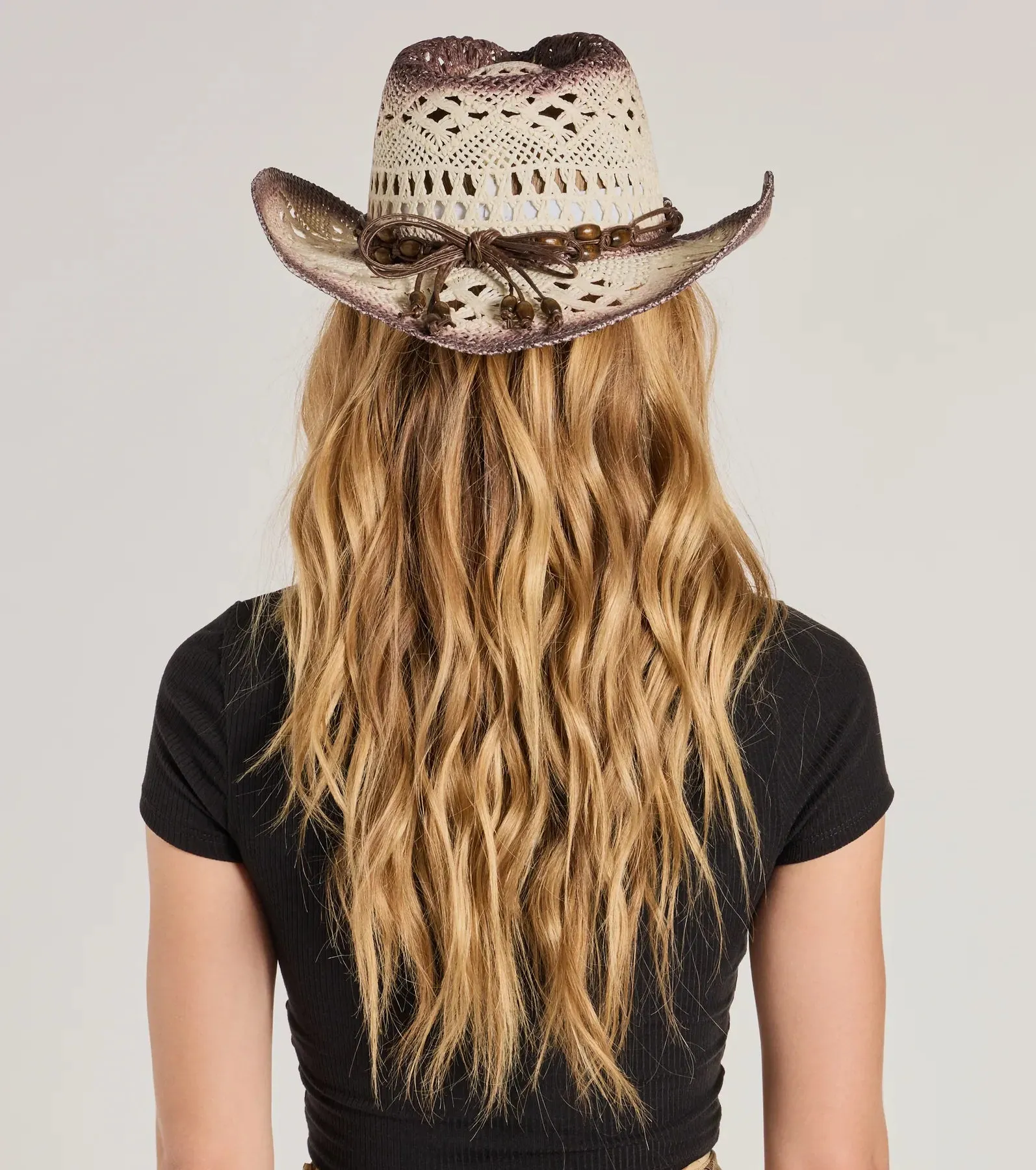 Boho Babe Out West Beaded Straw Cowboy Hat sold by Windsor product image thumbnail 4