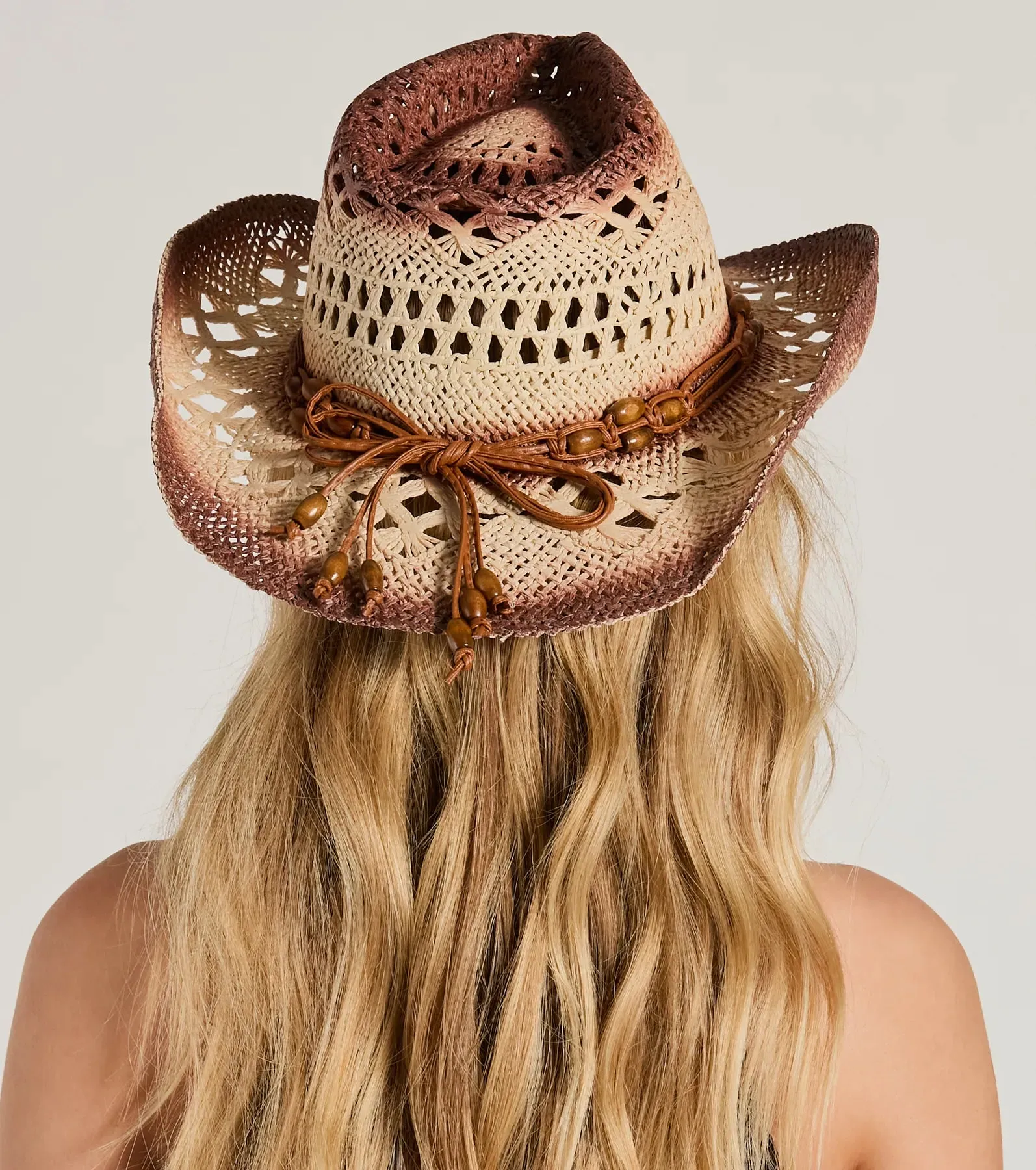 Boho Babe Out West Beaded Straw Cowboy Hat sold by Windsor product image thumbnail 2