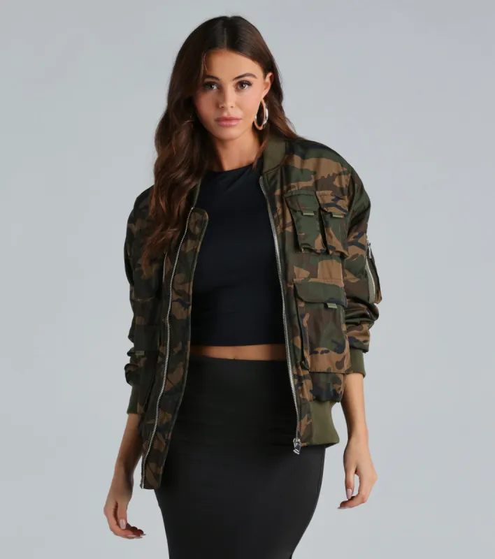 Mission Accomplished Camouflage Bomber Jacket sold by Windsor