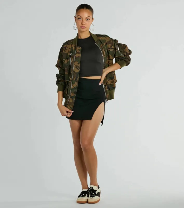 Classy And Chic Slit Ponte Mini Skirt sold by Windsor