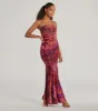 Gorgeous Aura Strapless Floral Tie-Dye Maxi Dress sold by Windsor