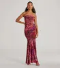 Gorgeous Aura Strapless Floral Tie-Dye Maxi Dress sold by Windsor