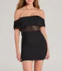 V.I.P Chic Off-The-Shoulder Mesh Mini Dress sold by Windsor