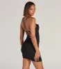 Luxe Design Lace-Up Pearl Rhinestone Mini Dress sold by Windsor