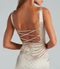 Remi Rhinestone Satin Formal Mini Dress sold by Windsor