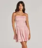 Sweet Status Floral Satin Corset Skater Dress sold by Windsor